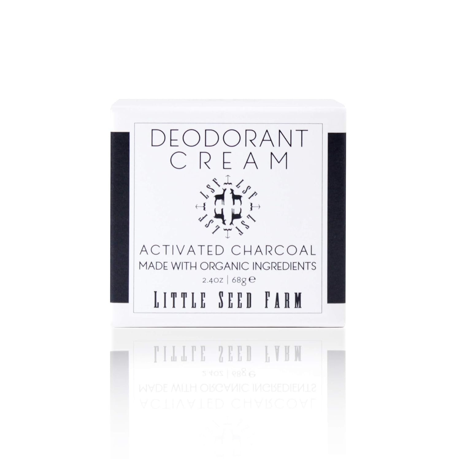 Little Seed Farm All Natural Deodorant Cream, Aluminum Free Deodorant for Women or Men, 2.4 Ounce – Activated Charcoal + Black Jar Sleeves