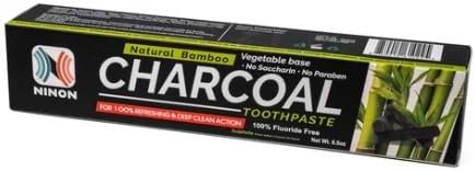 Ninon Charcoal Toothpaste (6.5oz) 1 Pack- 100% Fluoride Free – No Saccharin – No Paraben – Vegetable Base