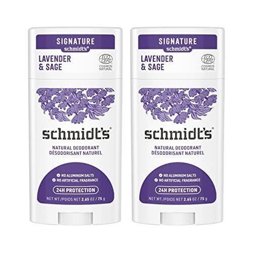 Schmidt’s Aluminum-Free Vegan Deodorant Lavender & Sage with 24 Hour Odor Protection, 2 Count for Women and Men, Natural Ingredients, Cruelty-Free, 2.65 oz