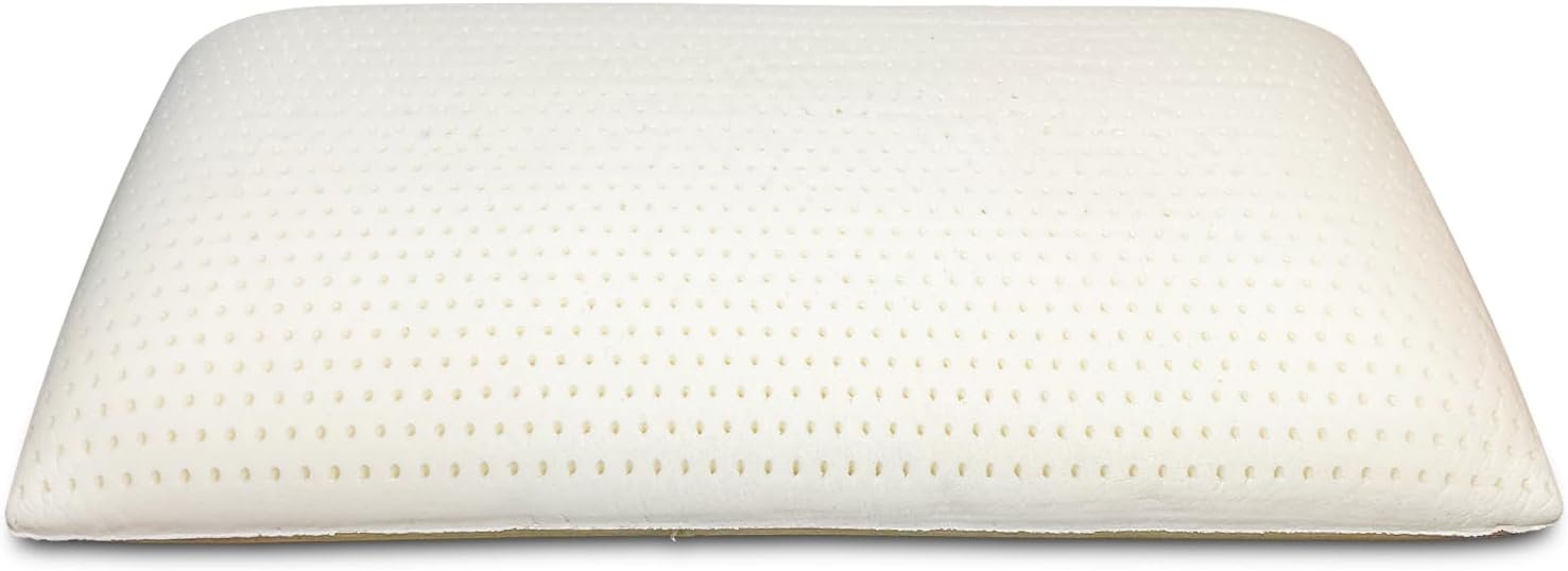 OrganicTextiles DS Latex Pillow with Organic Cotton Cover (Standard Size, Firm) GOTS Certified, Bed Pillow for Sleeping, Neck Pain Relief Help, Head Support, for Side Back Stomach Sleeper