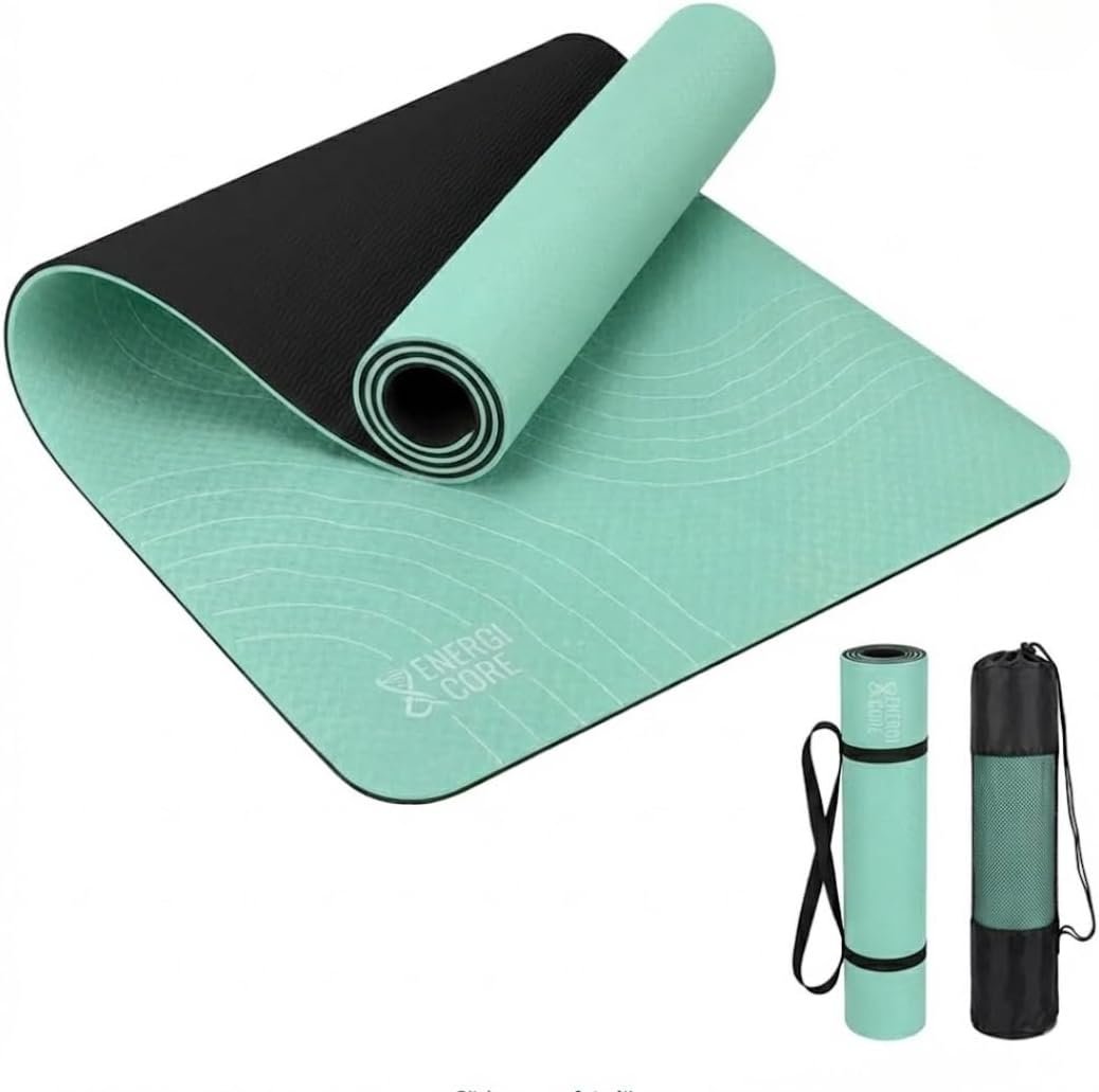 Rubber Yoga Mat (72″ x 24″ x 5mm) – Cruise Color Non-Slip Workout Mat with Alignment Lines for Women & Men – Durable, Eco-Friendly, Latex-Free Exercise Mat for Home, Pilates & Fitness by ENERGI CORE