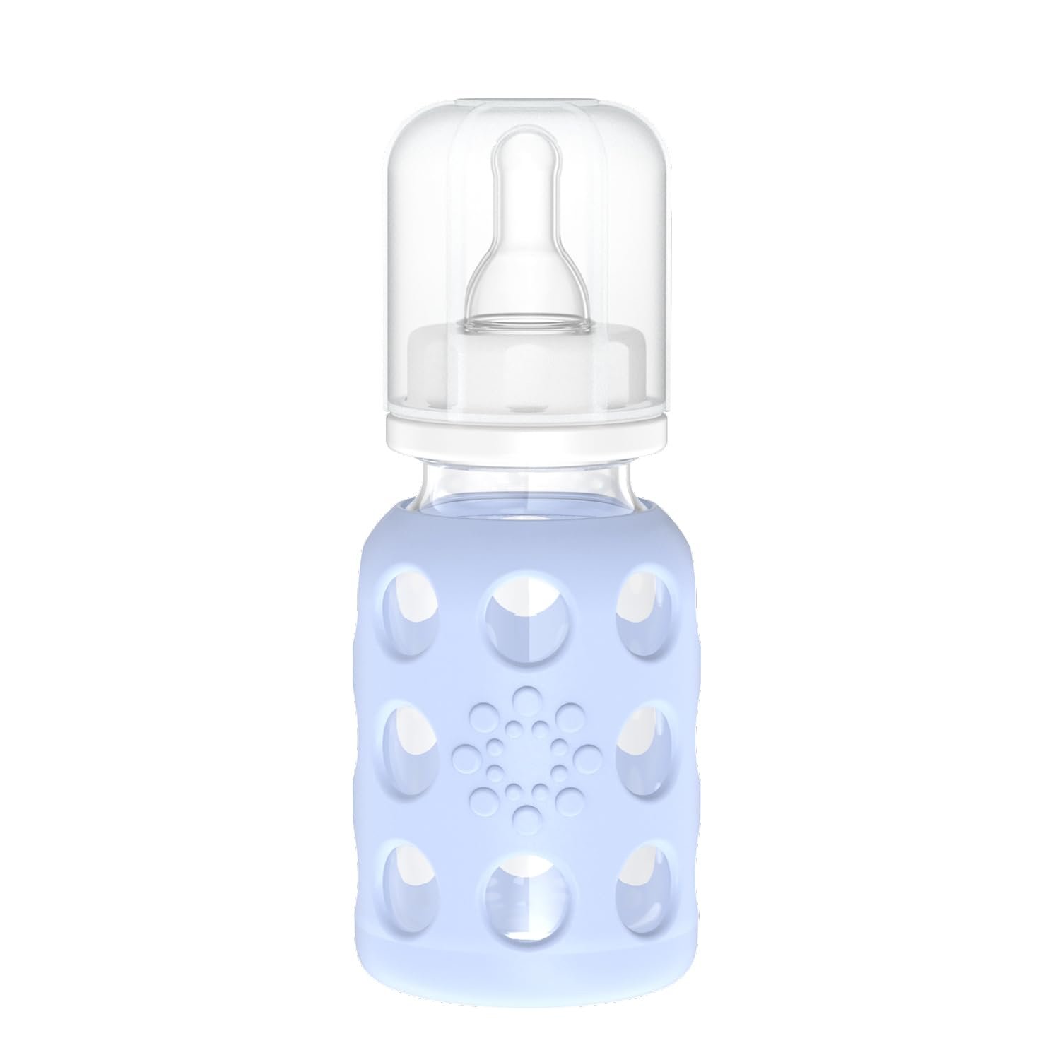 Lifefactory Glass Baby Bottle with Stage 1 Nipple and Protective Silicone Sleeve Blanket 4 Oz