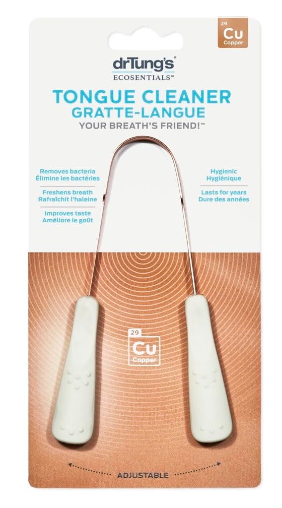 DrTung’s Copper Tongue Scraper – Tongue Cleaner for Adults, Kids, Helps Freshens Breath, Easy to Use Comfort Grip Handle, Comes with Travel Case – Copper Tongue Scrapers (1 Count)