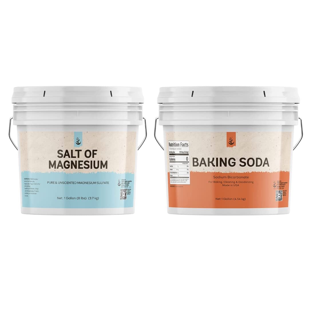 PURE ORIGINAL INGREDIENTS Epsom Salt & Baking Soda Bundle (1 Gallon Buckets), Cleaning, DIY Products, Fine Powders