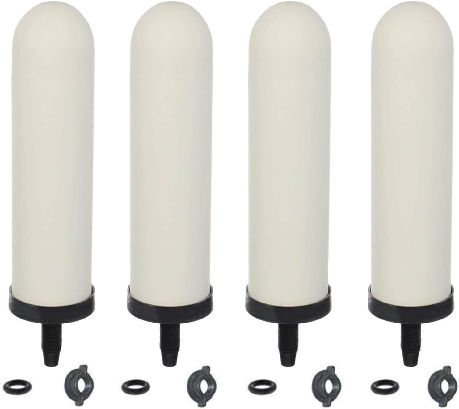 HUINING 4PCS 7-inch Replacement Ceramic Filter Candle with Activated Carbon for Countertop Gravity Water Filter System and Household Water Cooler Filtration Systems