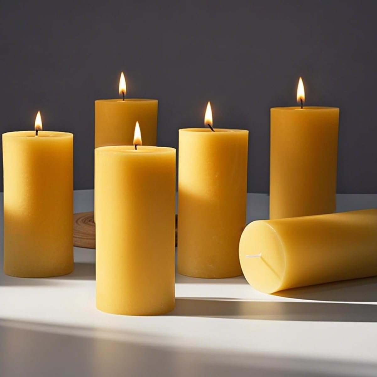 6 Packs Natural Beeswax Candles, 100% Pure Beeswax Pillar Candles for Emergency Prayer Home Decor, Bees Wax Candle for Relax, Smokeless & Dripless [2×4 inch]