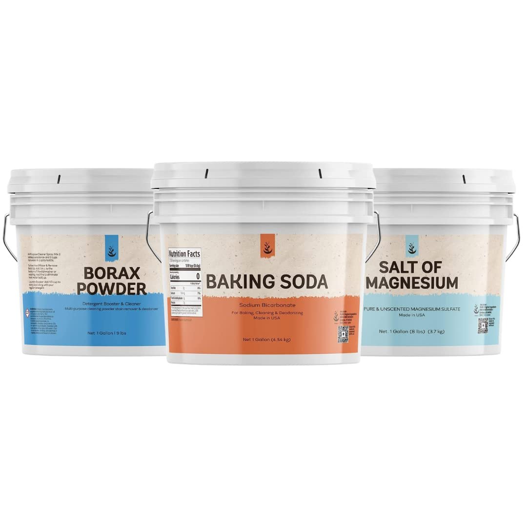 Pure Original Ingredients Baking Soda, Epsom Salt, and Borax Bundle
