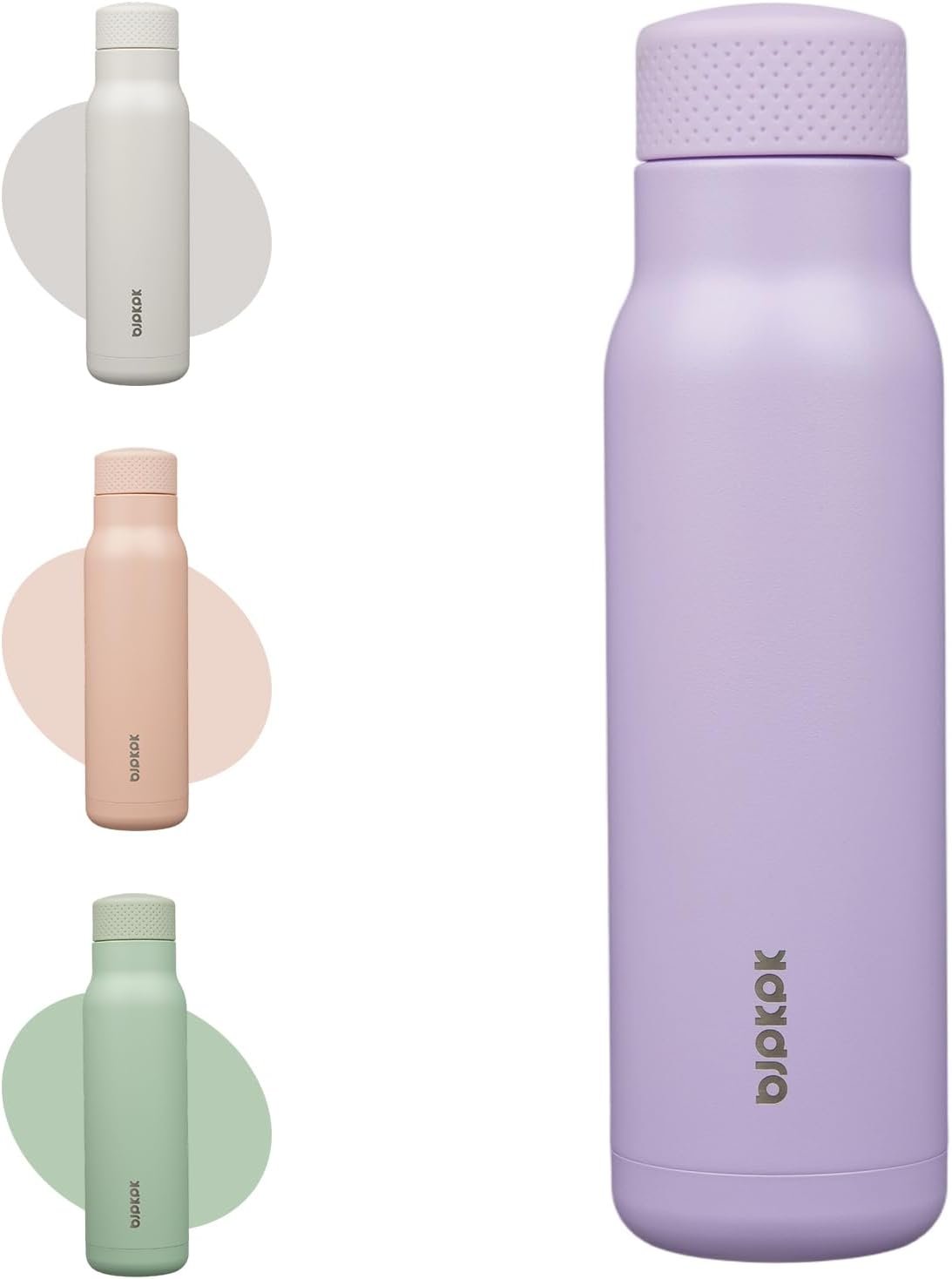 BJPKPK Stainless Steel Water Bottle,21oz insulated Reusable Bottle,Leakproof Metal Thermal Flask Double Wall,Keep Drinks Cold and Hot,Lavender