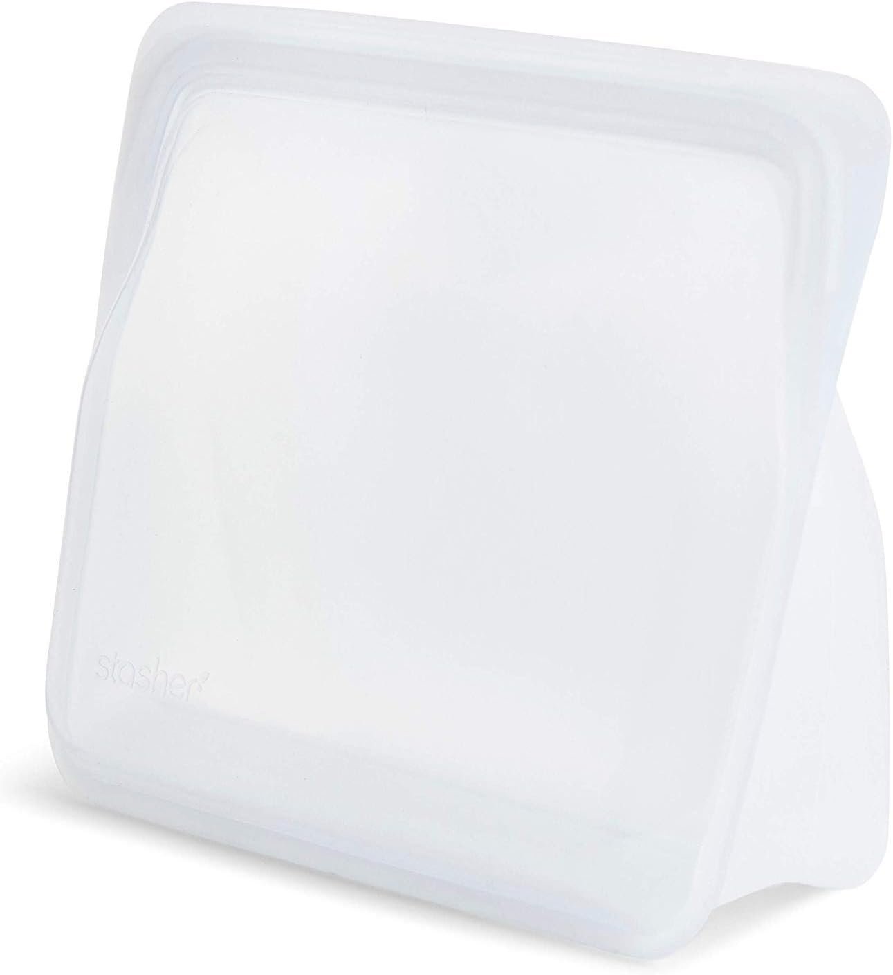 Stasher Re-Usable Food-Grade Platinum Silicone Stand Up Bag for Eating from/Cooking, Freezing and Storing in/Organising/Travelling, 17.80 x 20.30 cm/1.65 Litre/56 Fluid Ounces, Clear