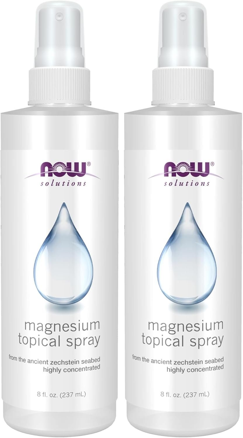 NOW Foods Solutions, Magnesium Topical Spray, from The Ancient Zechstein Seabed, Highly Concentrated, 8 Fl Oz (Pack of 2)
