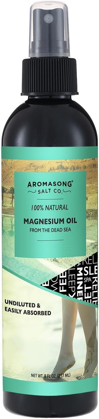 Aromasong Magnesium Spray – Extra Strength (23mg in Each Spritz) 8 Oz Refill Bottle, Natural and Pure Magnesium Oil Spray – Made in The USA – for Leg Discomfort and Promotes a Calm Sleep
