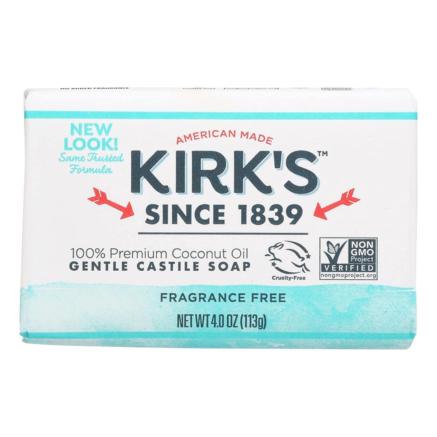 Kirk’s Original Coco Castile Soap Fragrance Free 4 oz (Multi-Pack)