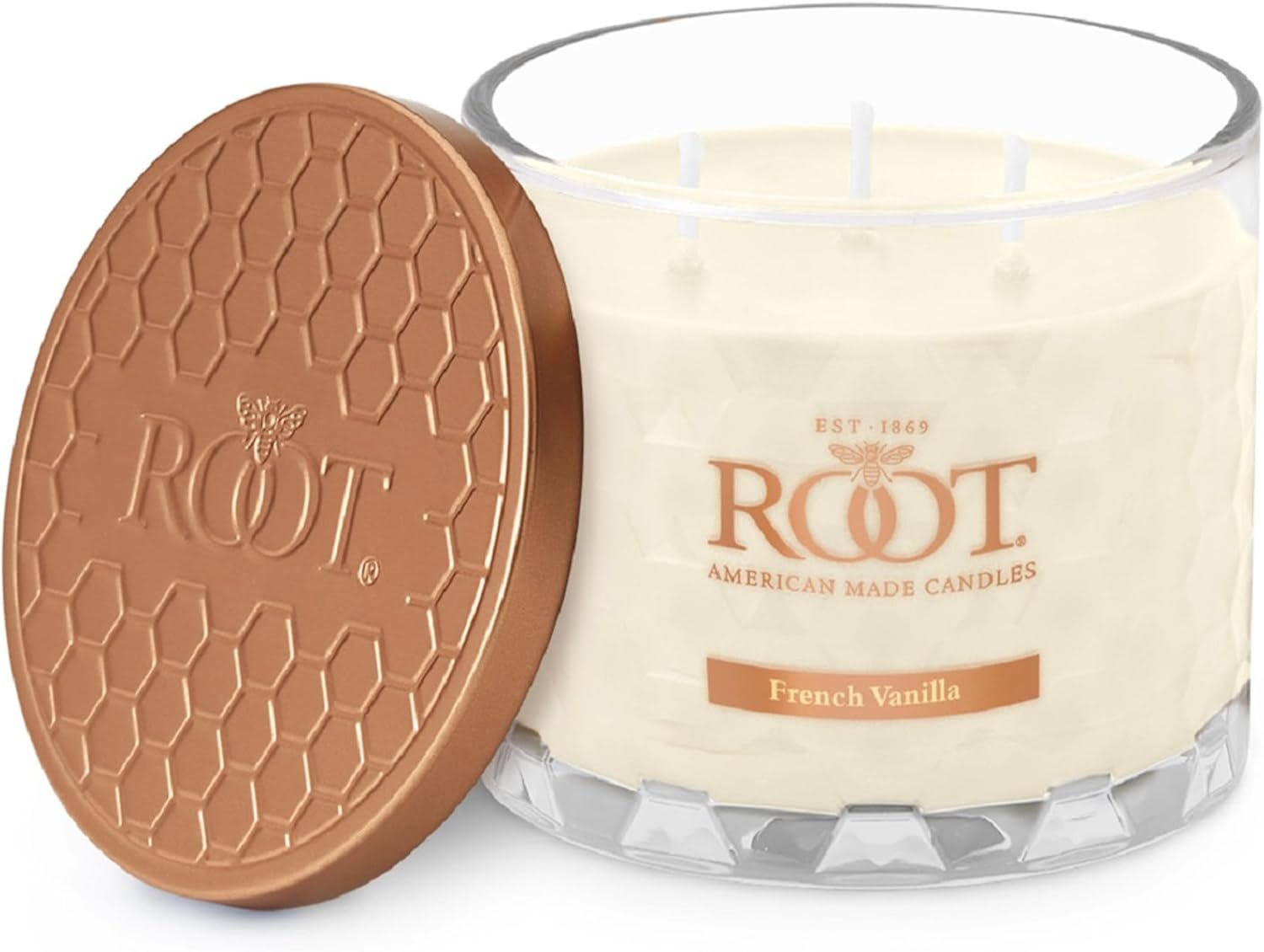 Root Candles Scented Candles Honeycomb Glass Premium Handcrafted Beeswax Blend 3-Wick Candle, 12-Ounce, French Vanilla