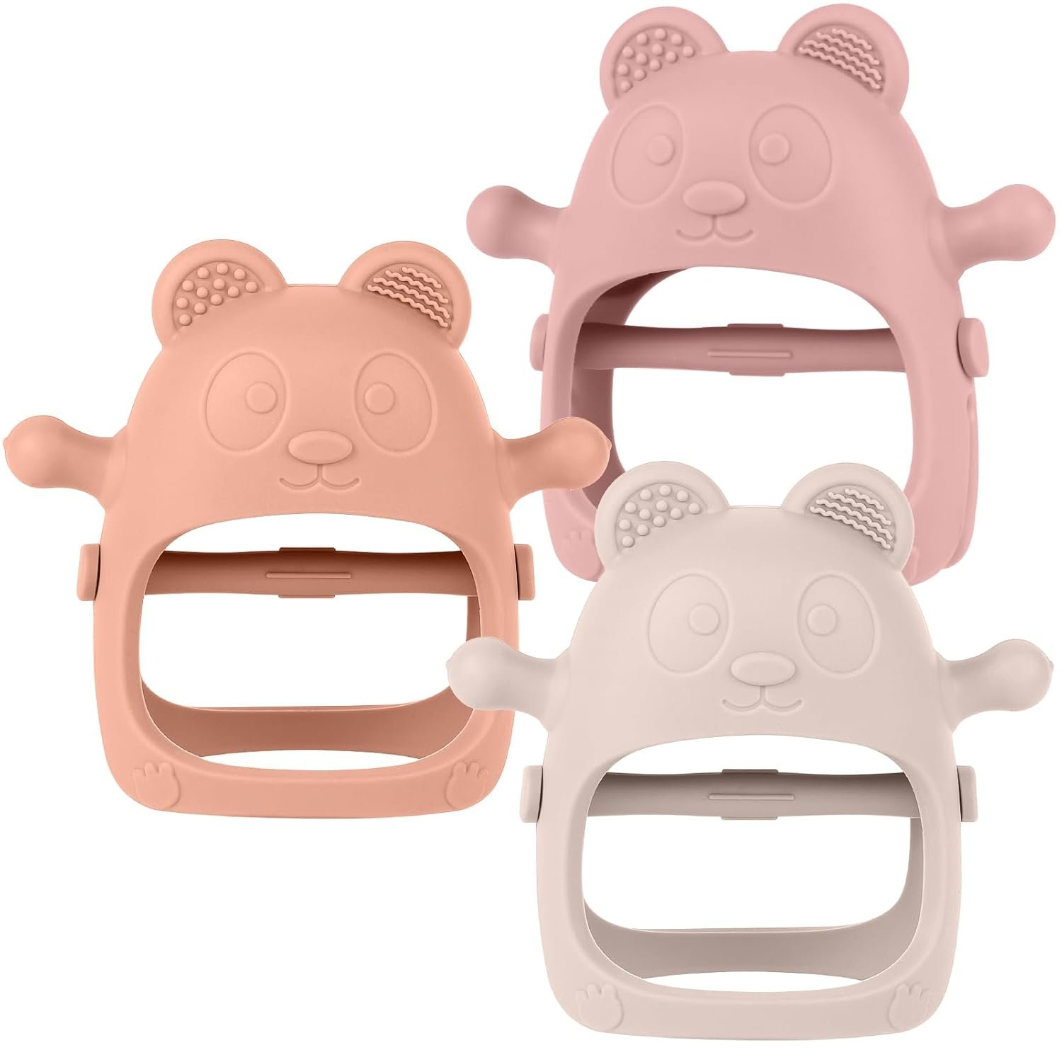 3 Pack Baby Teething Toys for 3-6 6-12 Months, Food Grade Silicone Teething Mitten, Anti Dropping Wrist Hand Teethers Baby Chew Toys for Sucking Needs, BPA Free
