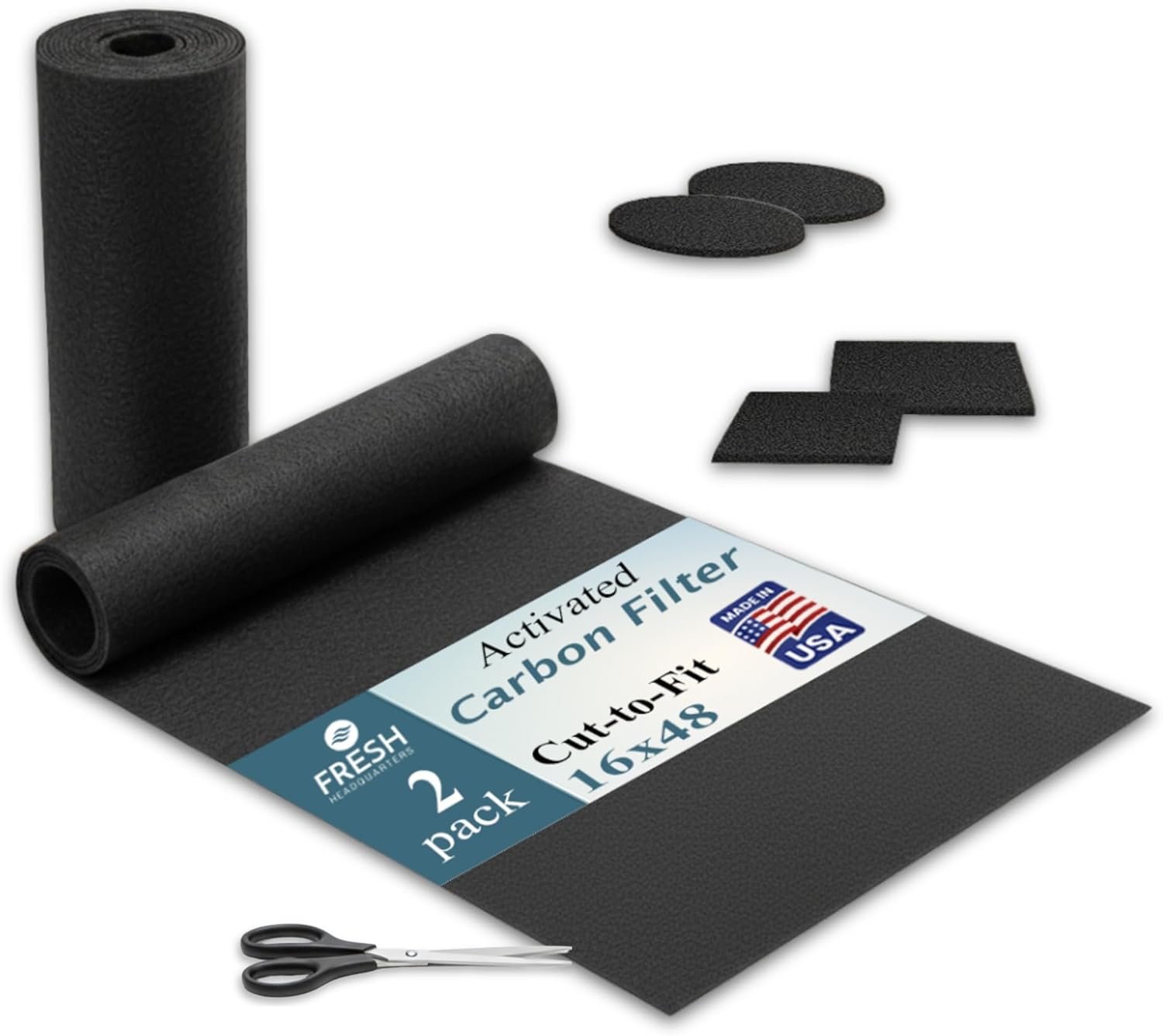 Activated Carbon Filter Pad – Cut to Fit Air Vent Filters for Home, AC, Furnace, Range Hood & Vent – Charcoal Filter Sheets Material for Dust, Odor, Smoke & Allergen Removal – 2 Pack