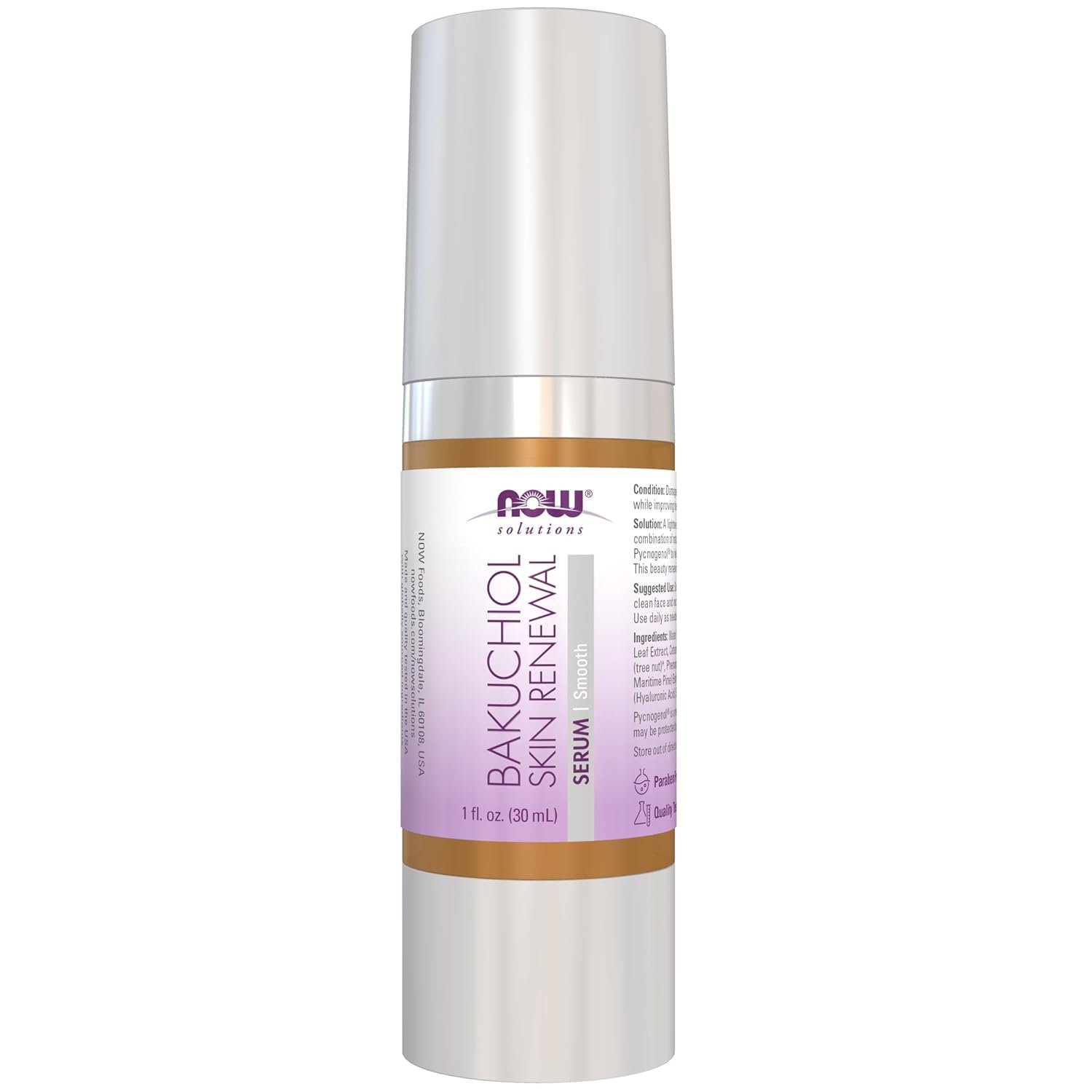 NOW Foods Solutions, Bakuchiol Skin Renewal Serum, Smooth Skin, 1 Fl. Oz.