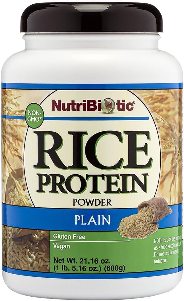 NutriBiotic – Plain Rice Protein, 1 Lb 5 oz (600g) – Low Carb, Keto-Friendly, Vegan, Raw Protein Powder – Grown & Processed Without Chemicals, GMOs or Gluten – Easy to Digest & Nutrient-Rich