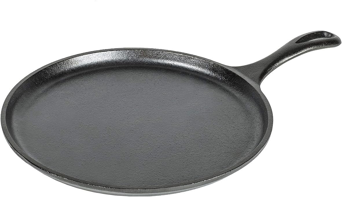 Lodge L9OG3 Cast Iron Round Griddle, Pre-Seasoned, 10.5-inch – Made in USA, Compatible with Stovetop, Oven, Grill & Campfire