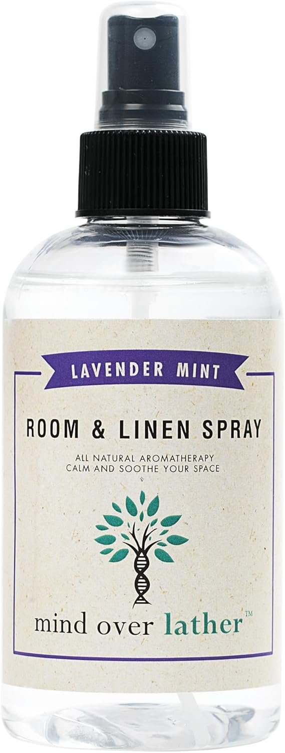 Natural Lavender Mint Room and Linen Spray. Pure Lavender Essential Oil Blend, Linen and Pillow Mist, Aromatherapy and Yoga Mist 8oz