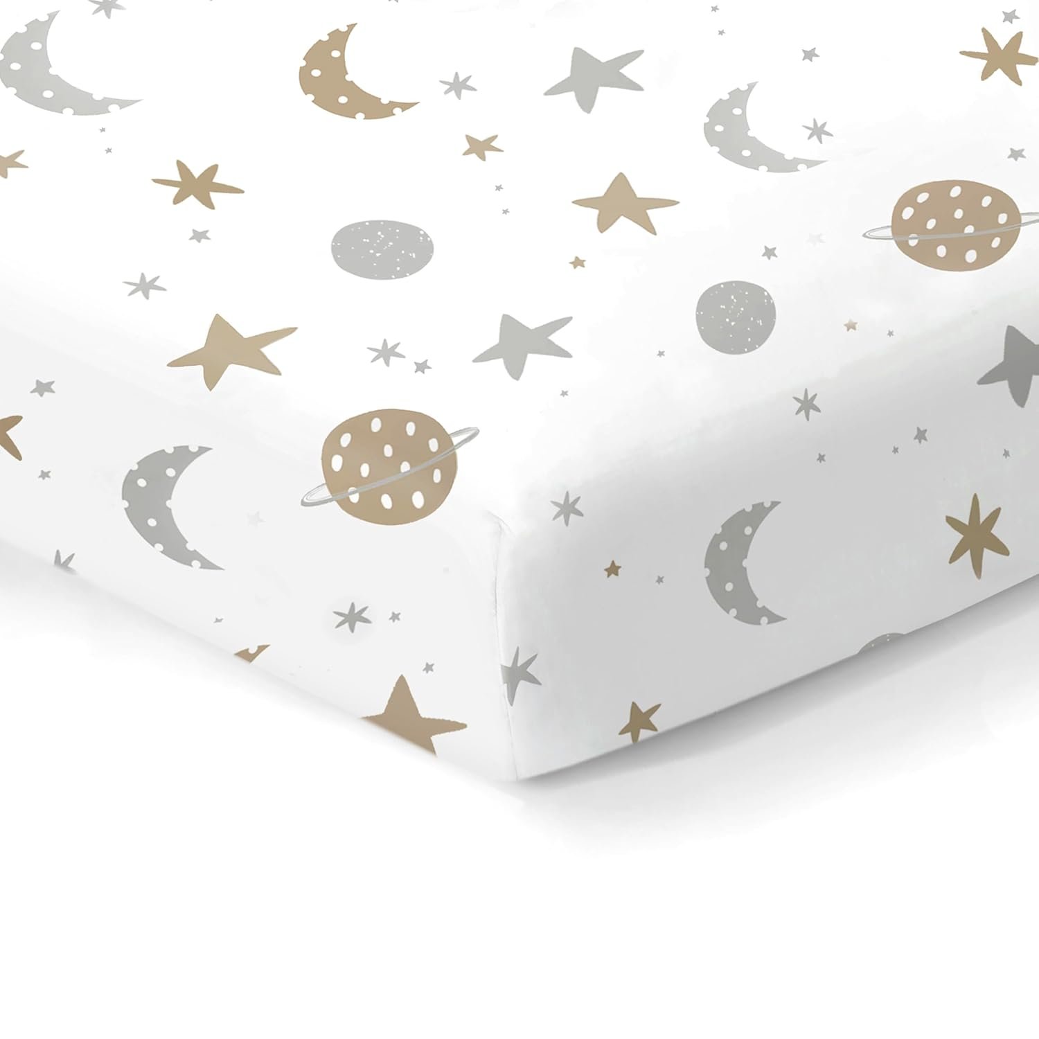 100% Organic Cotton Fitted Sheets for Standard Crib and Toddler Mattresses/Pads 28” x 52” and up to 6” Thick. Boys and Girls. Compatible with Dream On Me, Safety 1st, Newton, and Other Brands. Space