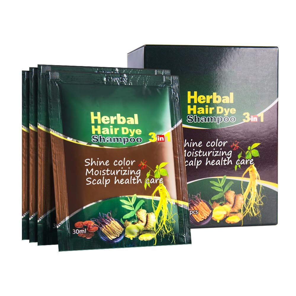 Dark Brown Hair Dye Shampoo 3 in 1 for Women/Men Hair Color, Herbal Natural Dye Cover Gray Grey Coverage Permanent Instant | Easy to Use | Travel Size (Dark Brown)
