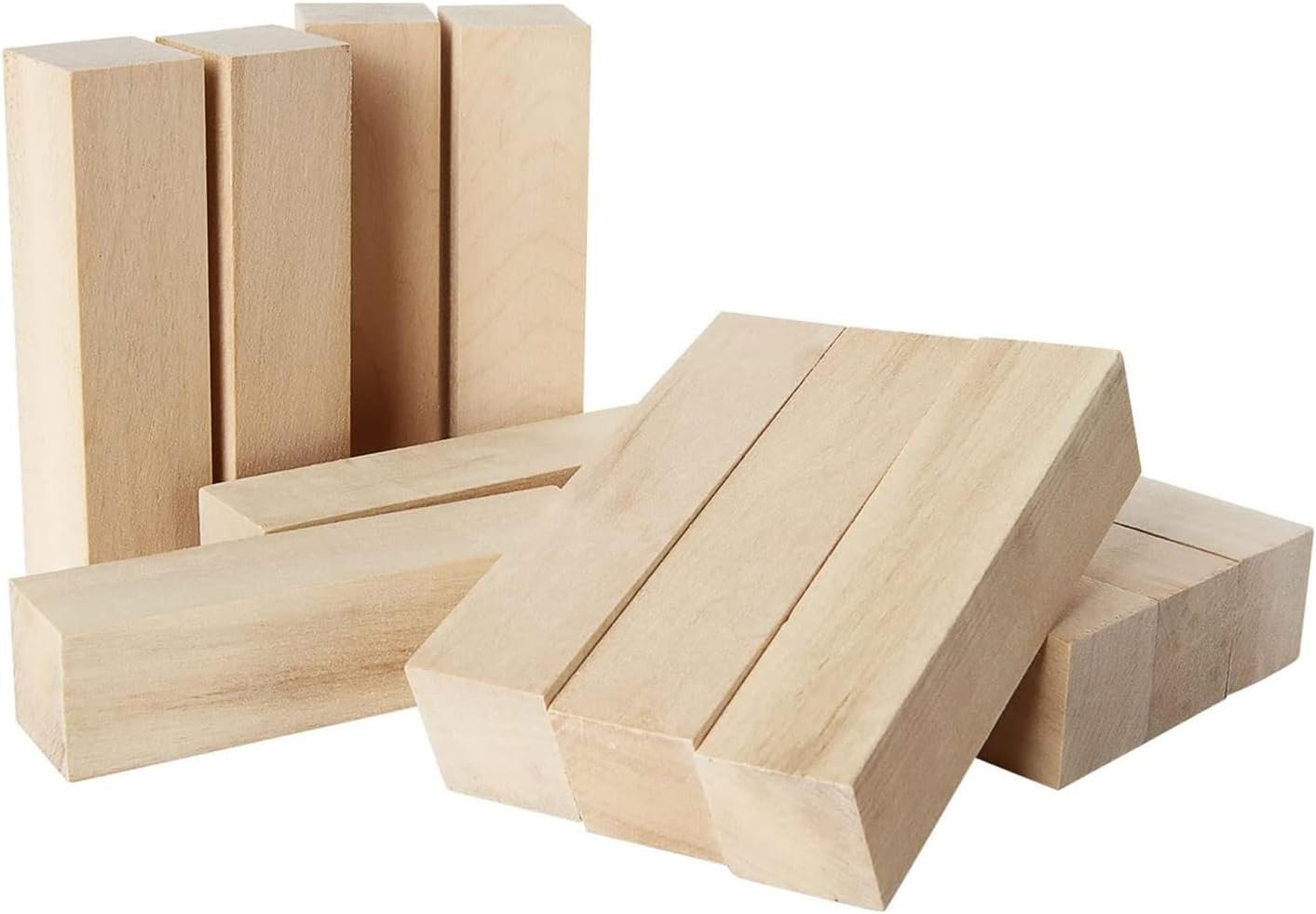 4 Inch Craft Style Basswood Carving Blocks, Unfinished Wood for Whittling and Crafting, 12 Pack Rectangular Blocks 4x1x1 Inch