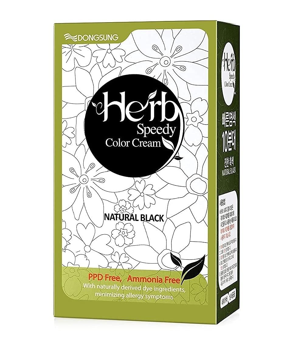 Dongsung Herb Speedy Color Cream Natural Black – Korean Herbal Vegan Hair Dye, PPD-Free, Ammonia-Free, Hypoallergenic – 100% Gray Coverage Odorless Dermatologically Tested Quick 20-Minute Application