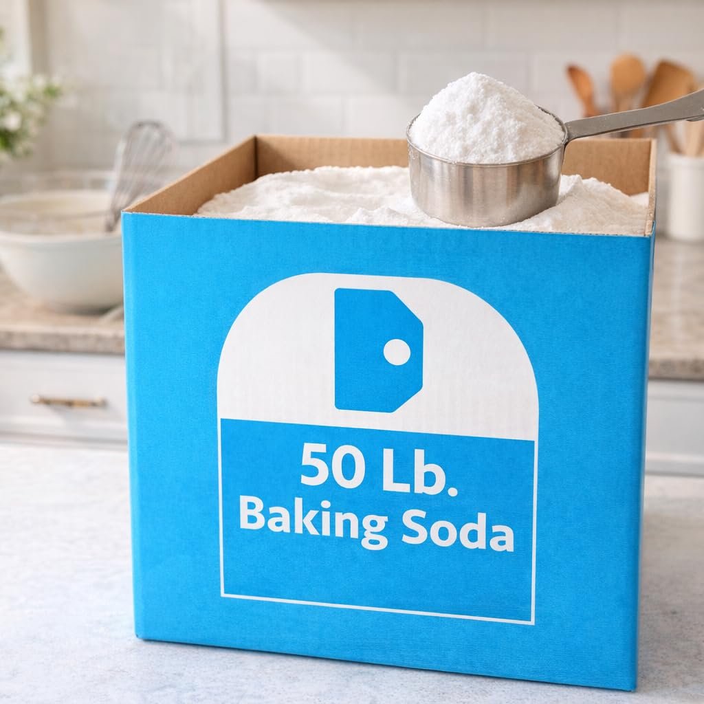 Baking Soda – 50 lb Box, Pure Sodium Bicarbonate for Baking, Cleaning, and Household Use