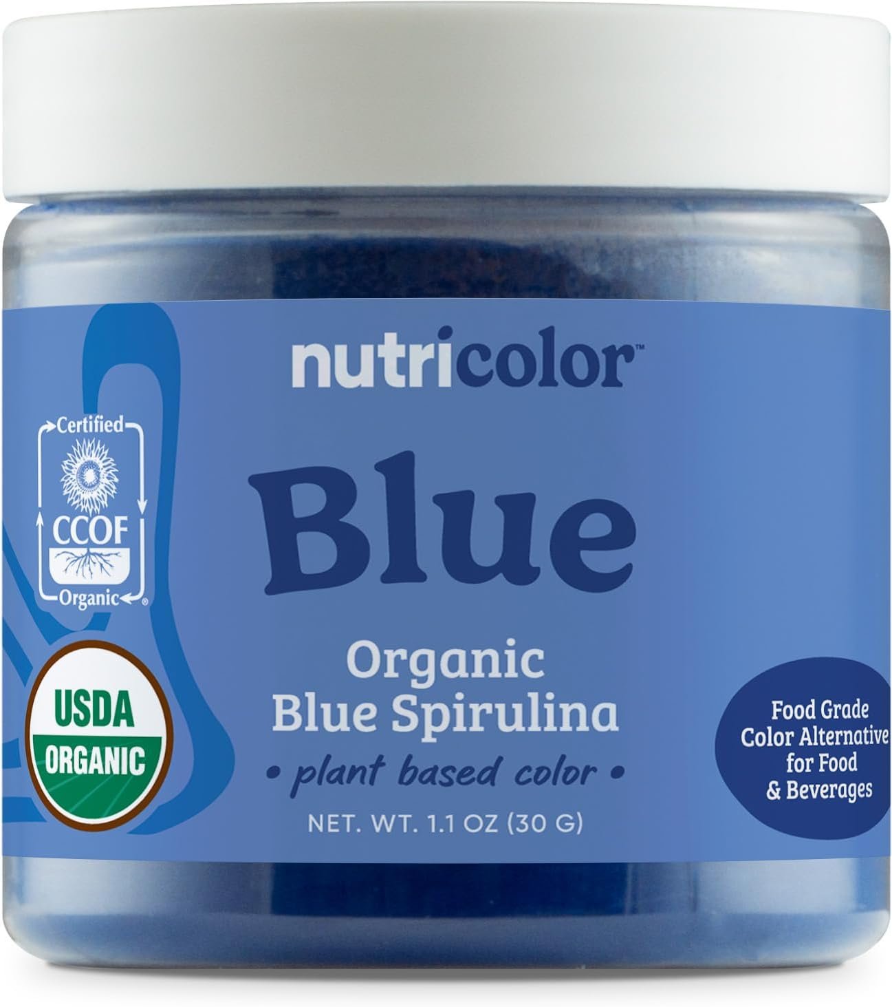 Nutricost Blue Plant Based Food Coloring from Organic Blue Spirulina (30 Servings) – Nutricolor Color Alternative for Food & Beverages
