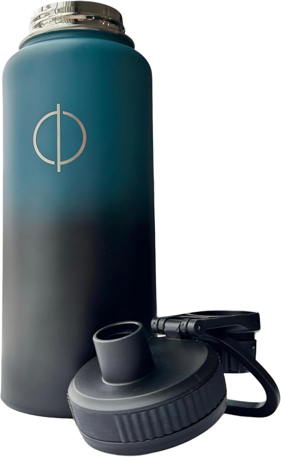 32 OZ Insulated Water Bottle | Vacuum-Insulated Stainless Steel Leakproof Reusable | Stays Hot Cold 12 Hours | For Office, School, Work, Travel, Car | Perfect for Coffee, Water, Tea (Aqua/Black)