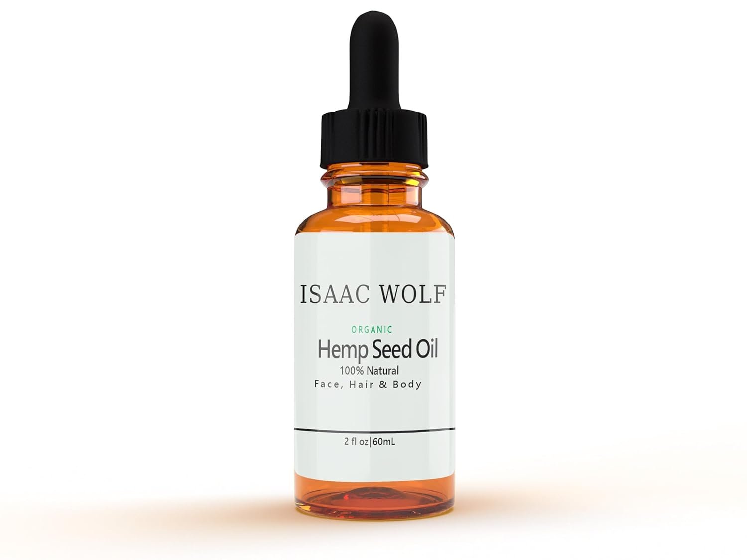 ISAAC WOLF Organic Hemp Seed Oil for Face Hair Body Pure Cold Pressed Unrefined Raw Anti-aging (2 FL Oz)