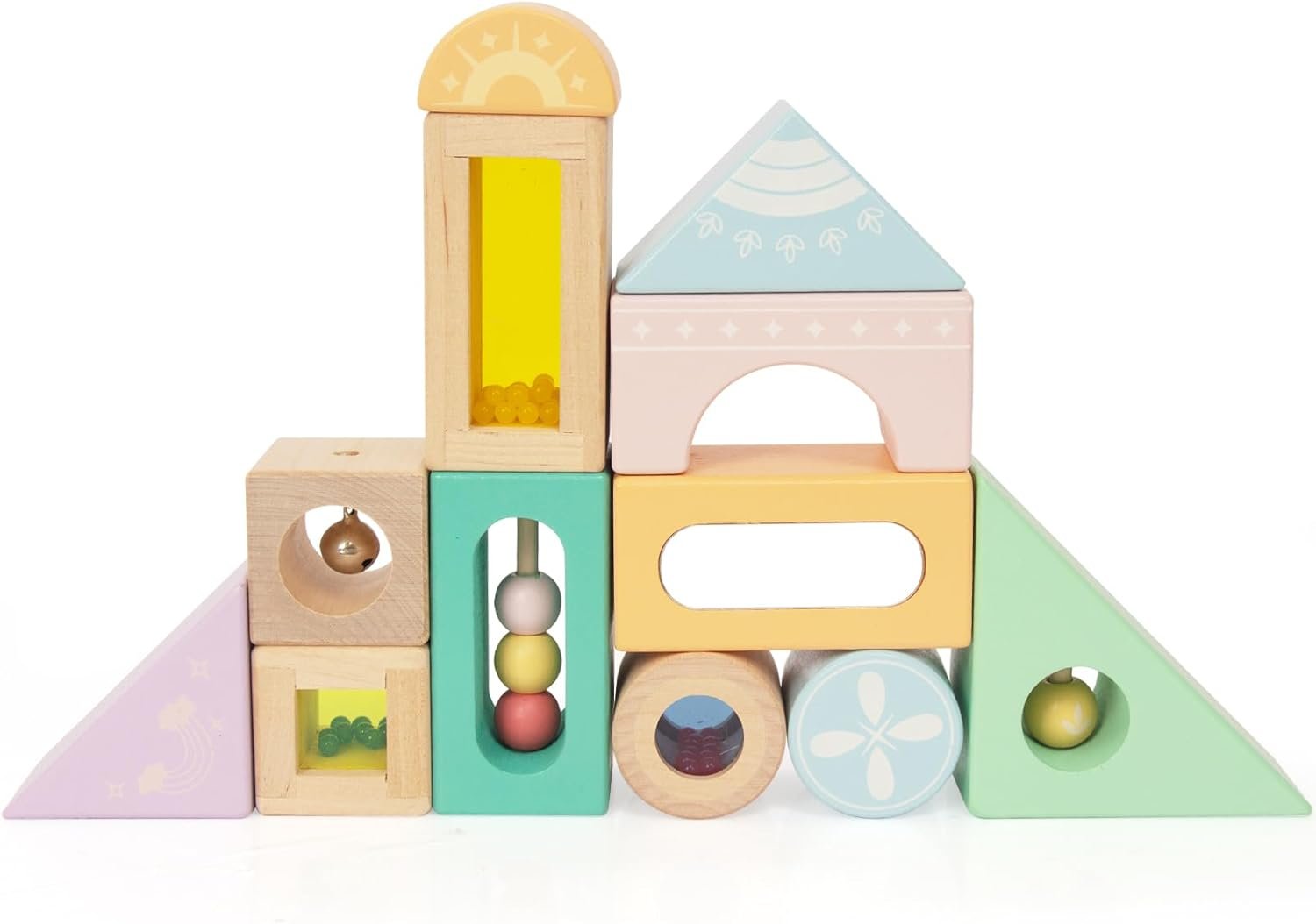 Fun with Sounds Wooden Discovery Blocks for Toddlers with Acoustic Sounds, Toddler Toys for Preschool Learning Activities (Green)