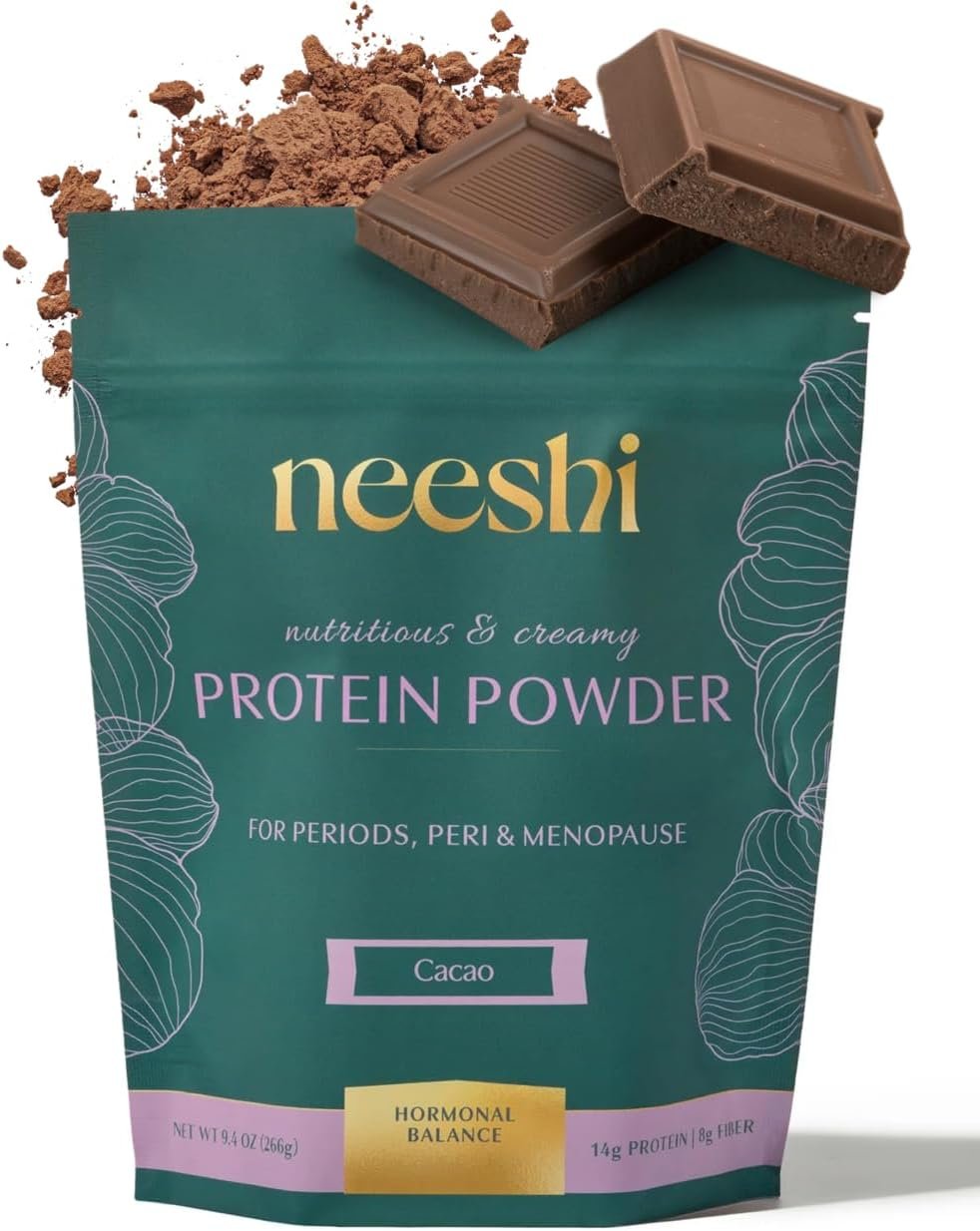 Nourishing Protein Blend for Hormonal Balance – Vegan, Gluten-Free, Organic, Cacao Protein Powder – Supports PMS & Menopause Relief – Women’s Vegan Protein – 1 Week Supply