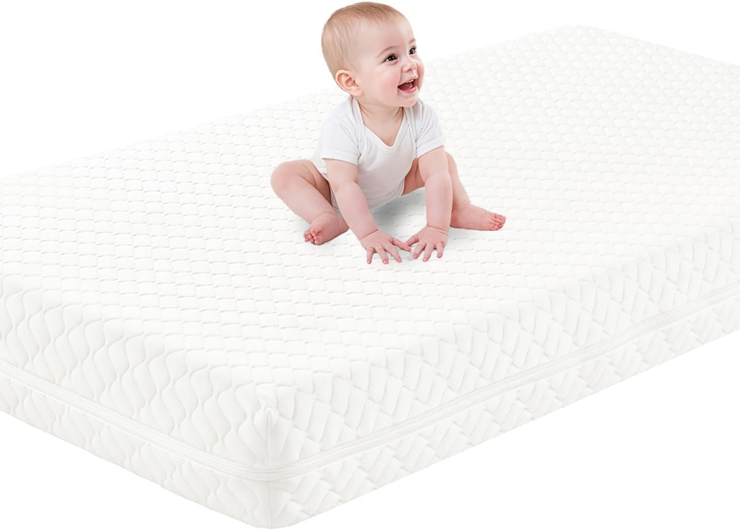 Crib Mattress, Dual-Sided Breathable Baby and Toddler Memory Foam Mattress with Removable and Washable Cover, 100% Knitted Fabric, Fits Standard Cribs and Toddler Beds, 52″ x 28″ x 5″