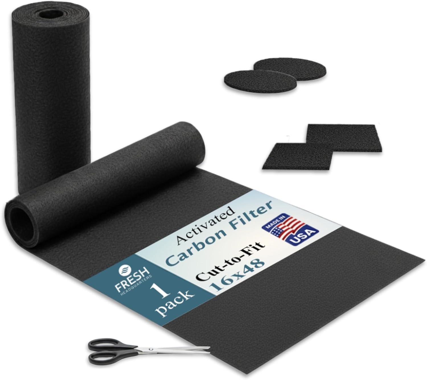 Activated Carbon Filter Pad – Cut to Fit Air Vent Filters for Home, AC, Furnace, Range Hood & Vent – Charcoal Filter Sheets Material for Dust, Odor, Smoke & Allergen Removal – 1 Pack