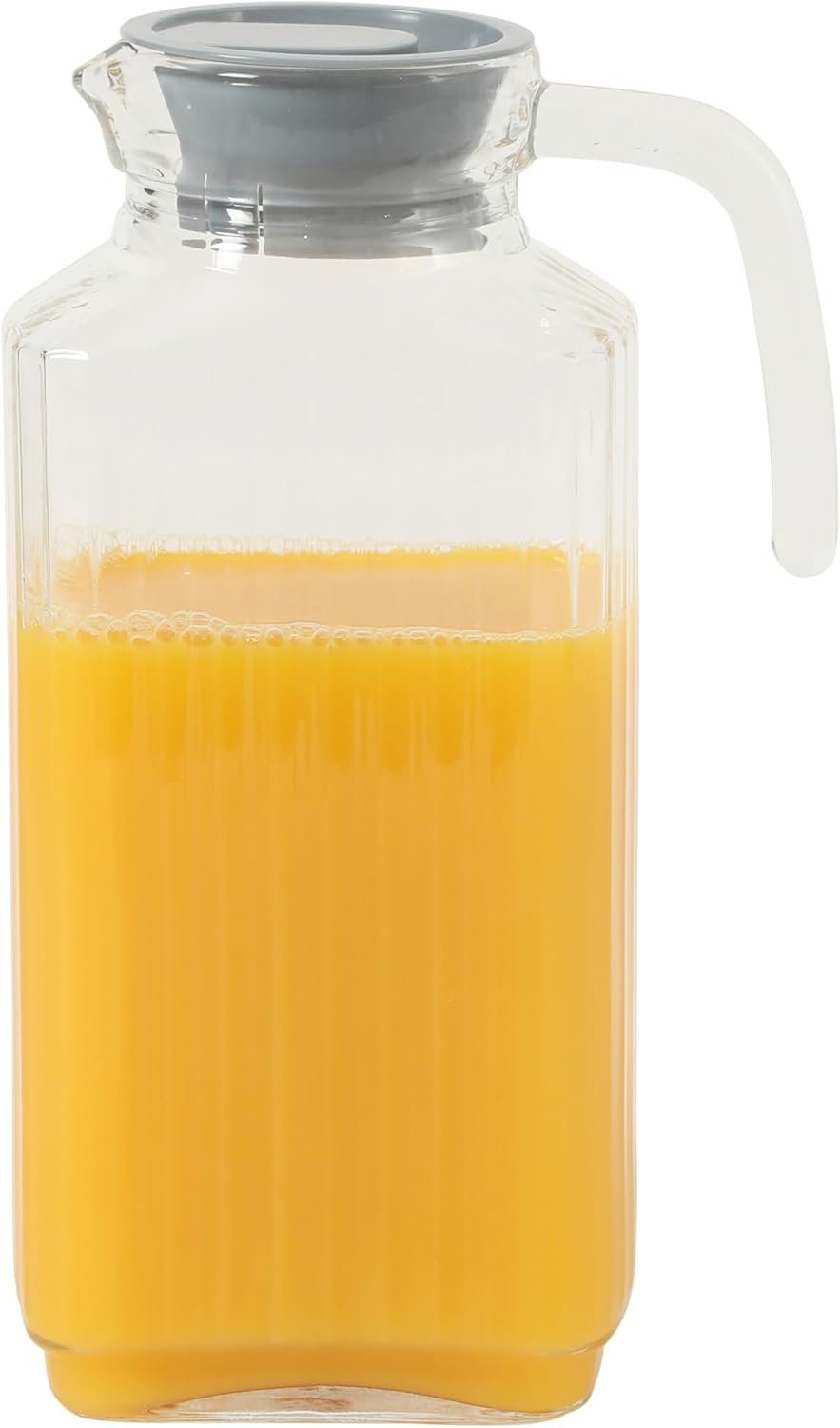 Gibson Home Raintree Glass Pitcher, 61 oz (1.8L) – Clear Water & Juice Pitcher with Lid and Easy-Pour Handle, Soda Lime Glass