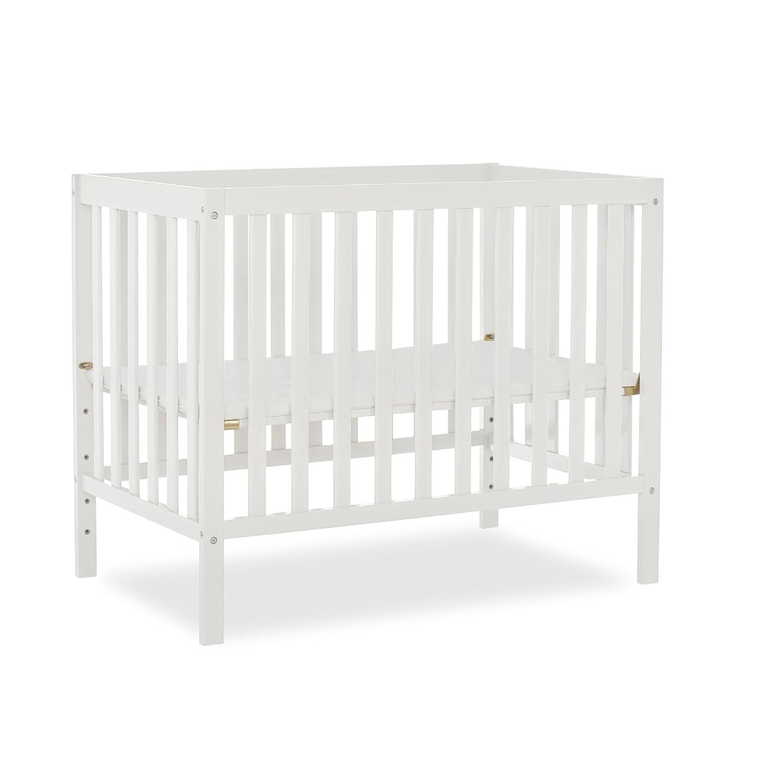 Dream On Me Edgewood 4-in-1 Convertible Mini Baby Crib in White GreenGuard Gold & JPMA, Non-Toxic, Compact 40×25×33″ Design, Converts to Mini Daybed & Twin Bed (Rails to Buy) 1″ Mattress Pad