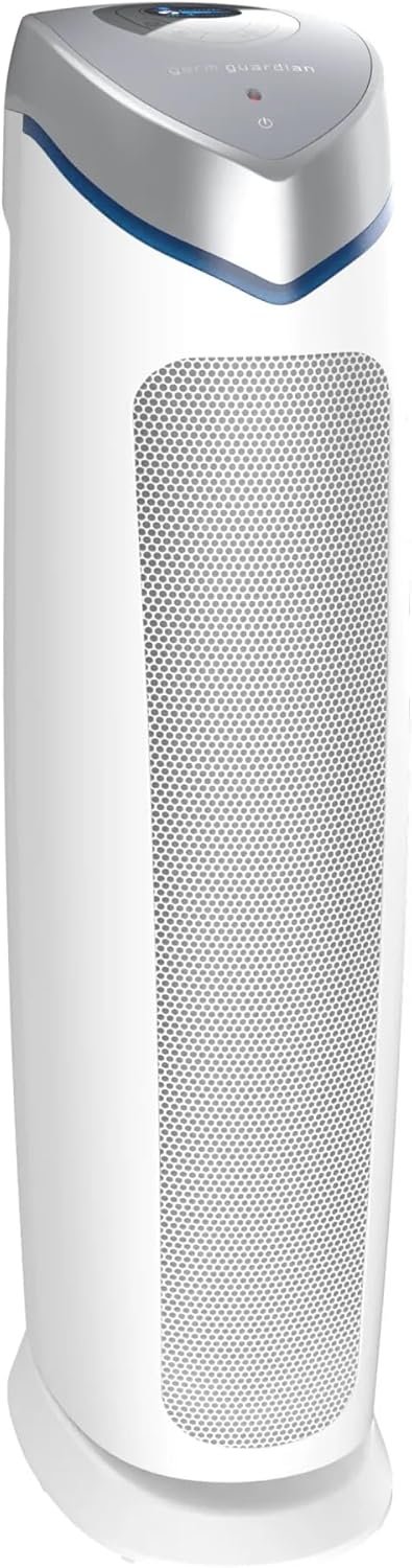 GermGuardian Air Purifier with Genuine HEPA 13 Pet Pure Filter, Removes 99.97% of Pollutants, Covers Large Rooms up to 915 Sq. ft. in 1 Hour, UV-C Light Helps Reduce Germs, 28″, White, AC5250WPT