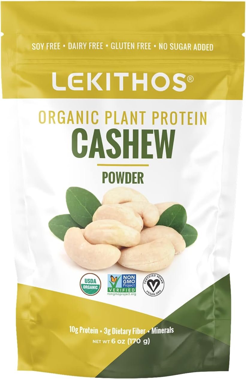 Organic Cashew Protein Powder, Single Ingredient, 10g Protein Per Serving, High in Potassium, Phosphorus, Calcium! 6oz, Plant-Based, Vegan, Non-GMO, 6 Servings, High Fiber, No Added Sugar