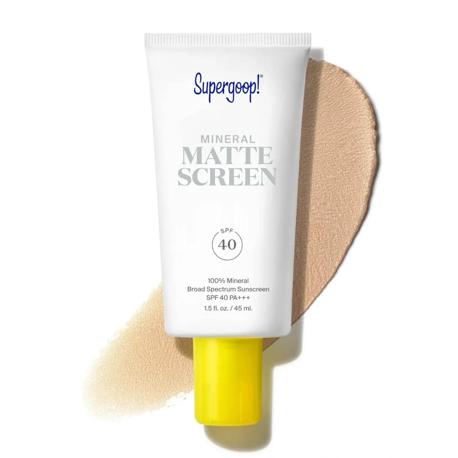 Supergoop! Mineral Mattescreen (SPF 40) – 45 mL – Mineral, Oil-Free Broad Spectrum Sunscreen – Smooths Skin’s Appearance, Minimizes Pores & Controls Shine – Water & Sweat Resistant