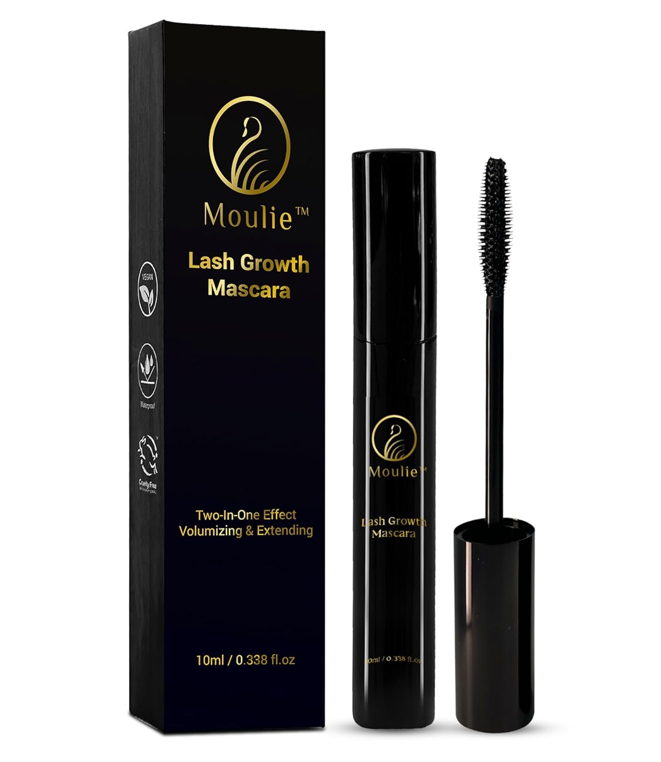 Lash Growth Mascara, Organic Mascara Lash Enhancer, Two-In-One Effect, For Voluminizing & Extending, Waterproof, Vegan, Cruelty-Free, (10ml/0.3338fl.oz)