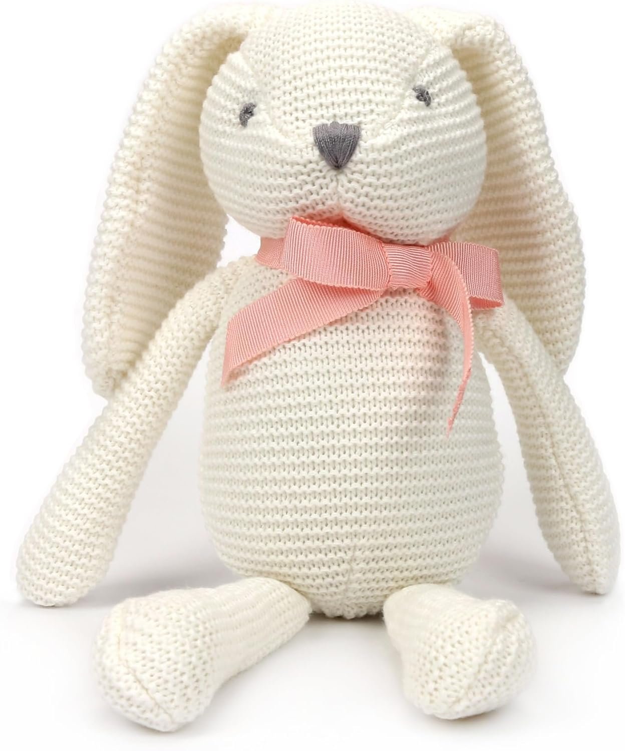 100% Organic Cotton White Bunny Rabbit Plush Toy, 7.1″ Baby Stuffed Animal for Newborn