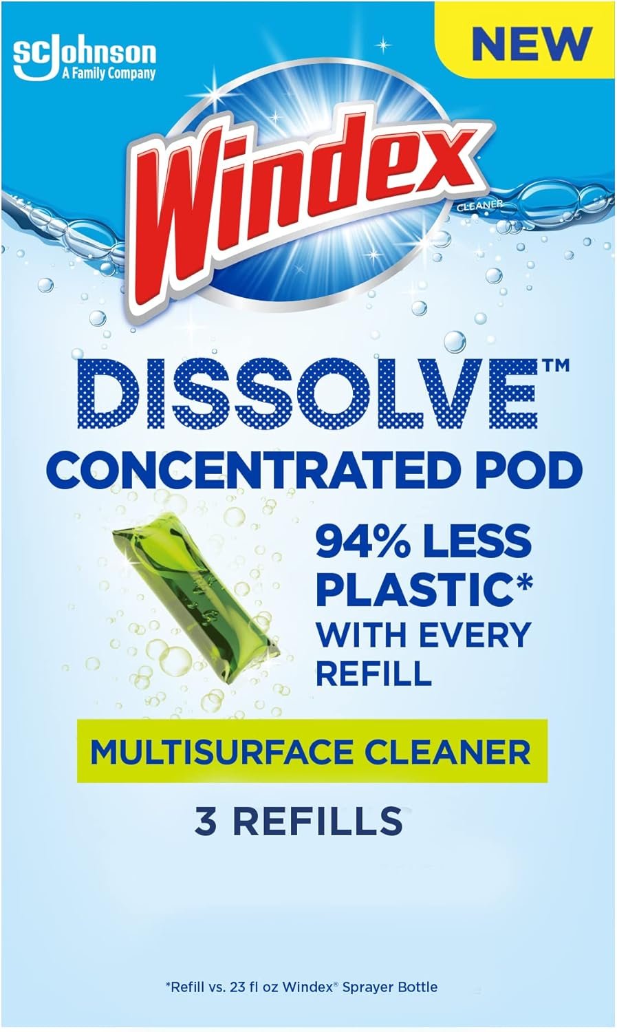 Windex Dissolve Concentrated Pods, Multisurface Cleaner, 3 Concentrated Dissolvable Refill Pods
