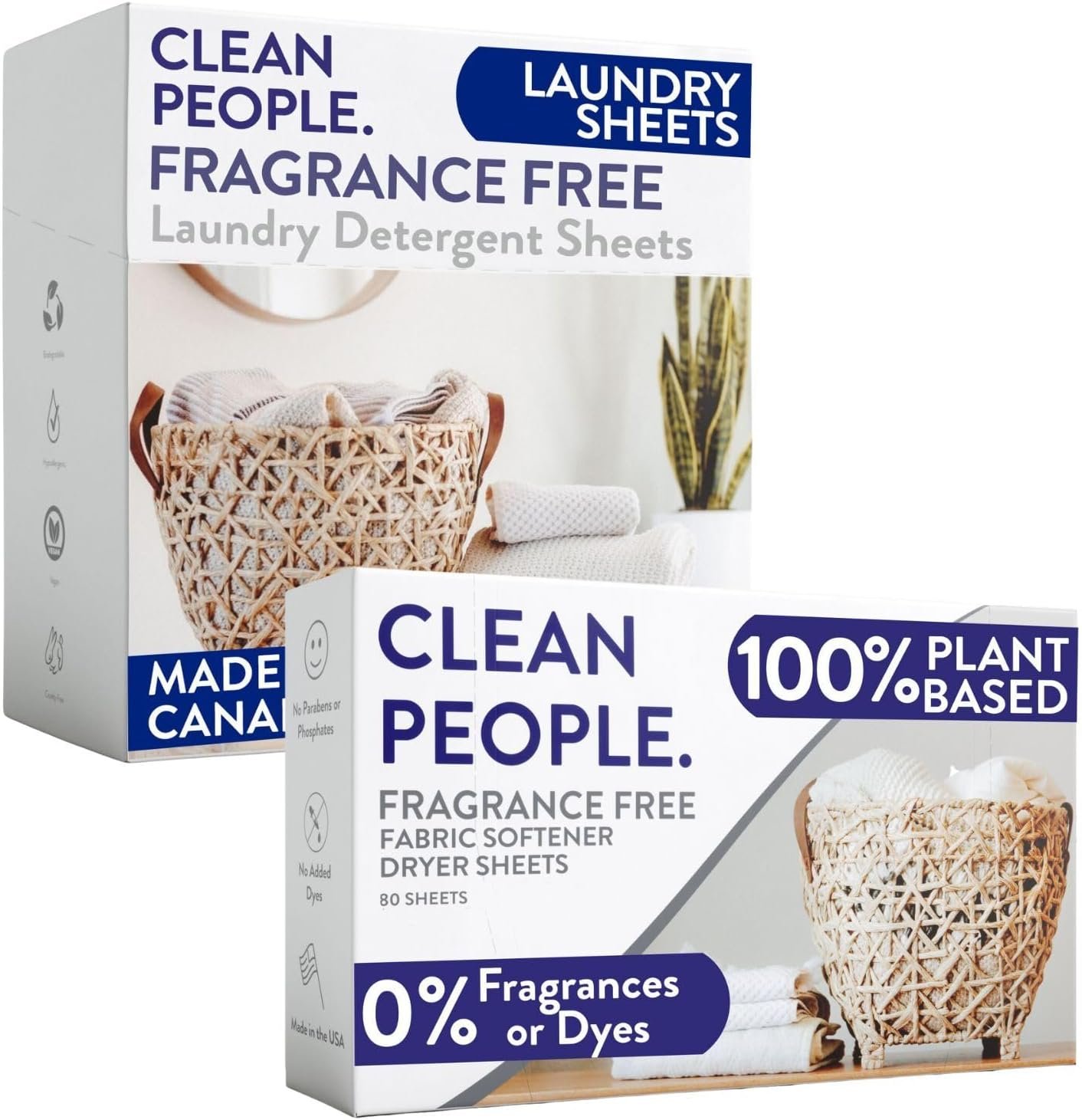 Clean People Ultra Concentrated Laundry Detergent Sheets 32 count & Fabric Softener Dryer Sheets 120 count