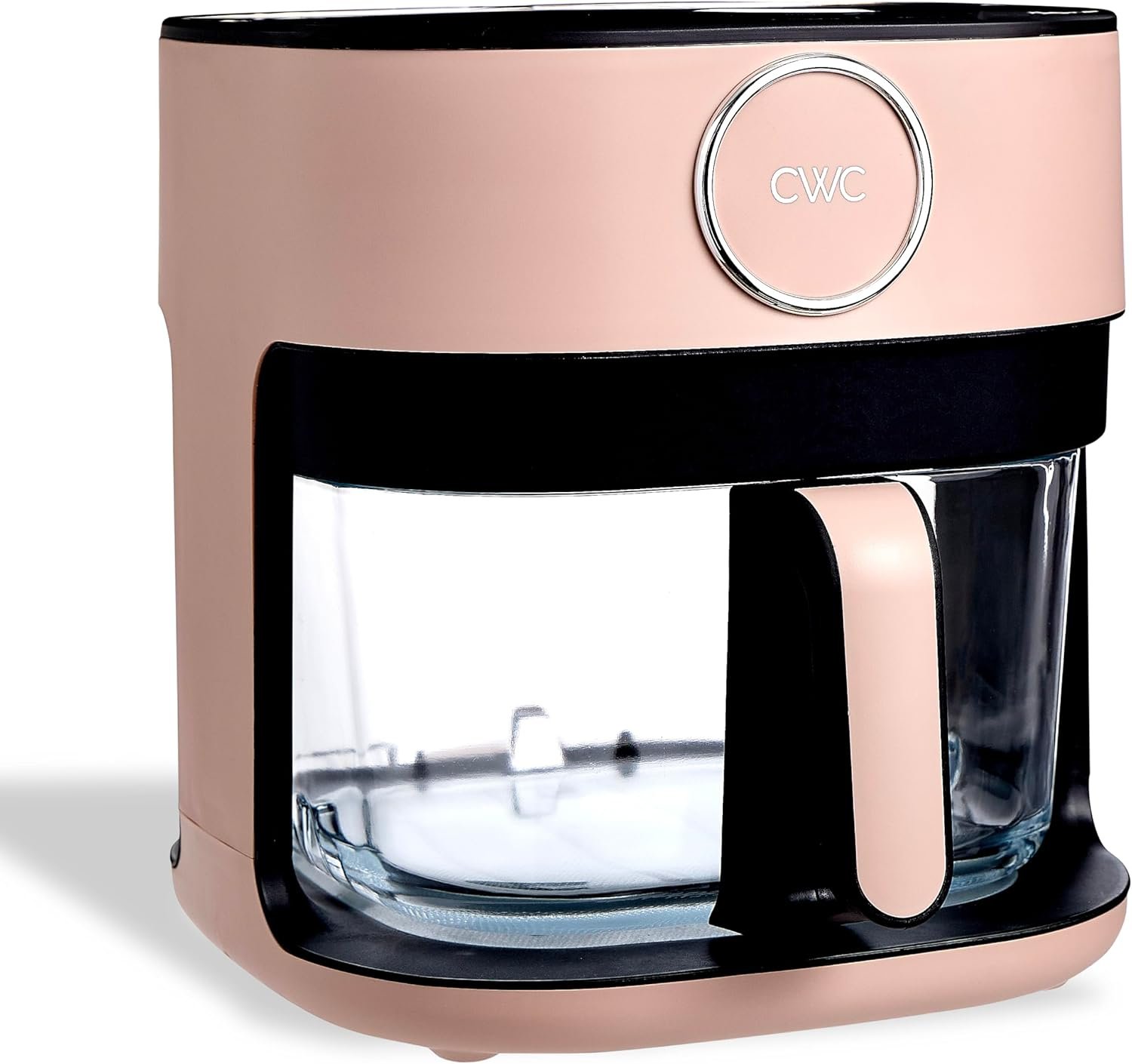 COOK WITH COLOR 1400W 5.5Qt Digital Kitchen Air Fryer with Glass Basket, 8 Presets Healthy Cooking Options, Bake, Fry, Reheat, 60-Min Timer, Adjustable Temperature Control 175°F–400°F, Blush