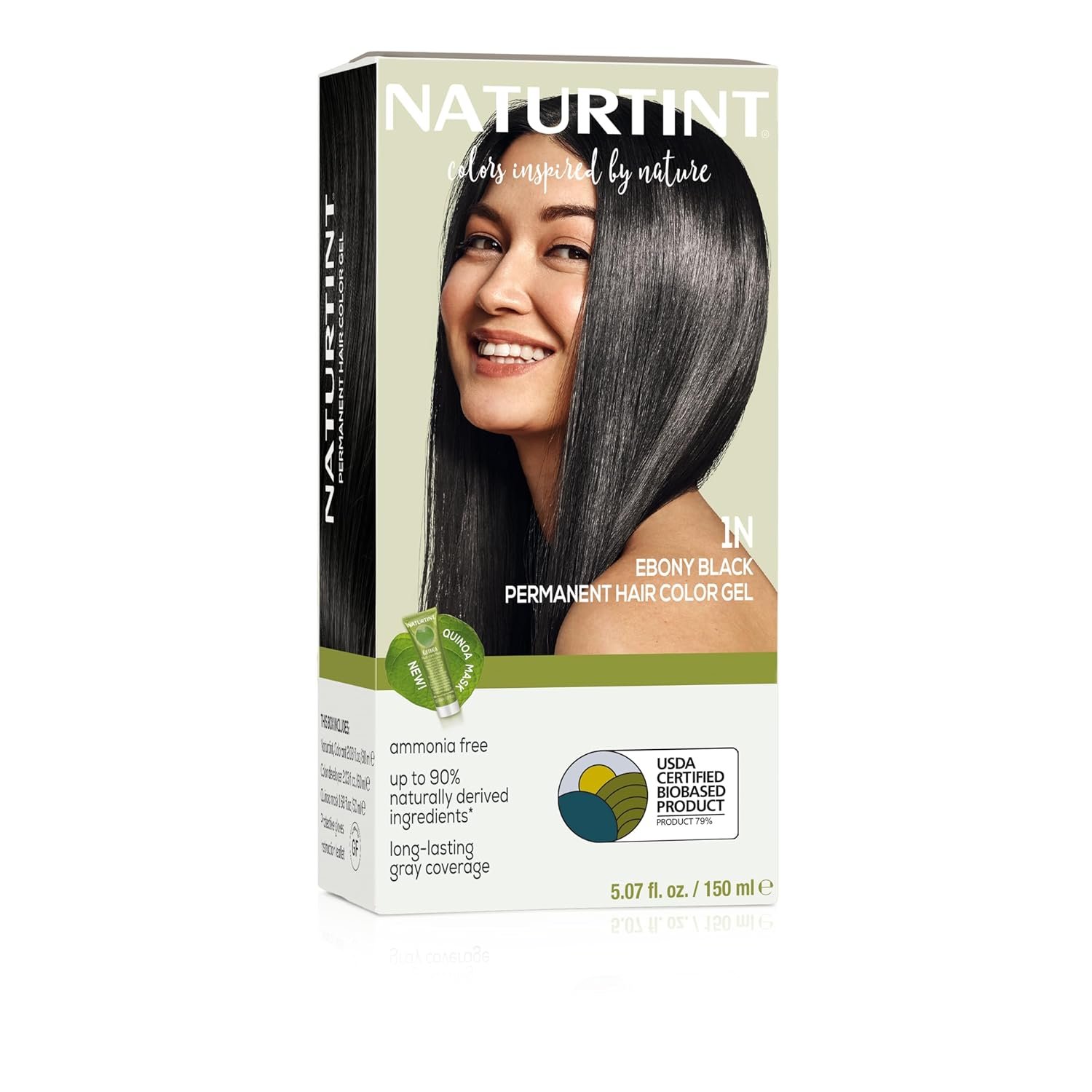 Naturtint 1N Ebony Black Permanent Hair Color (Pack of 1), Ammonia Free, Vegan, Cruelty Free, up to 100% Gray Coverage, Long Lasting Results (Packaging may vary)