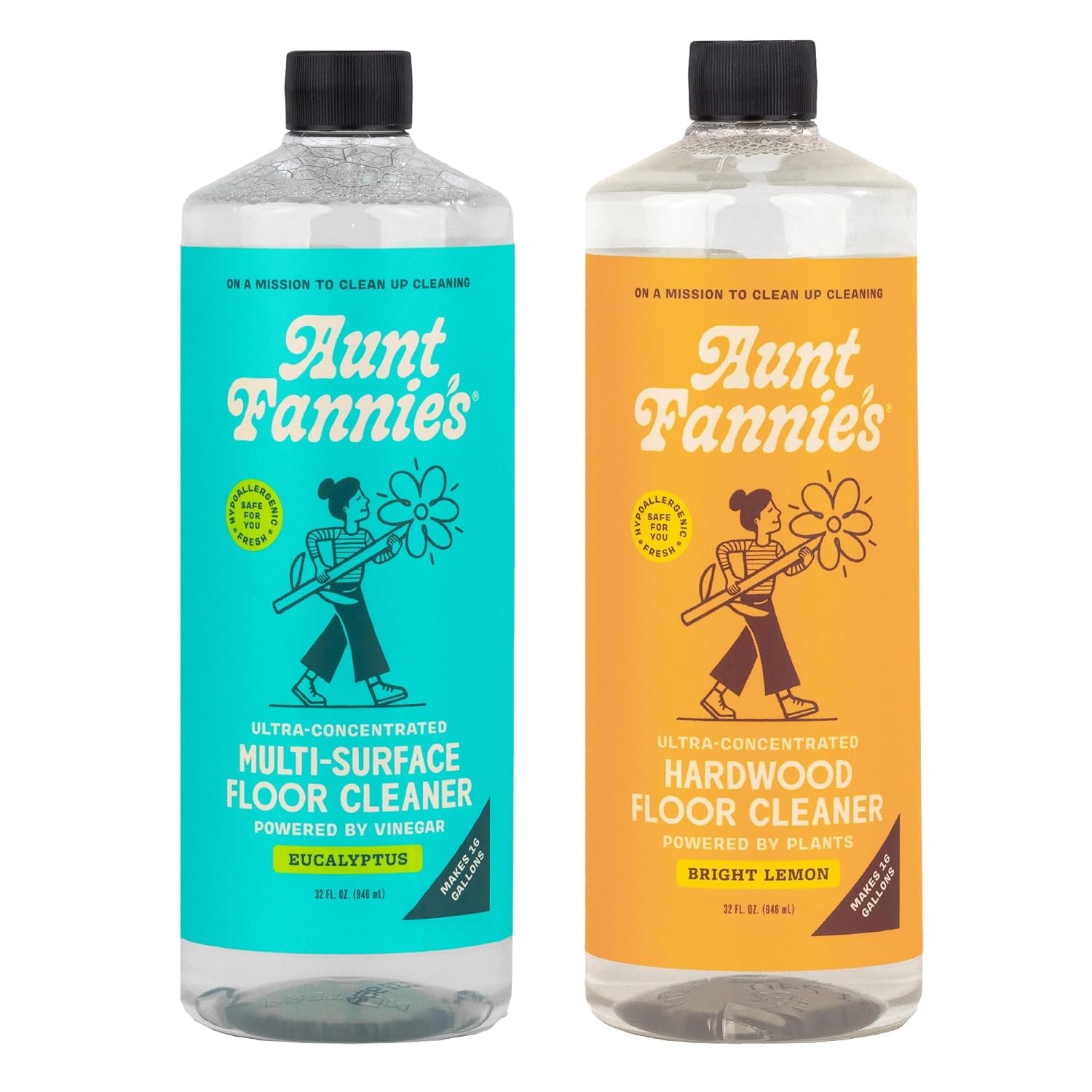 Aunt Fannie’s Bundle: Floor Cleaner Vinegar Wash (Eucalyptus) + Hardwood Floor Cleaner (Lemon)