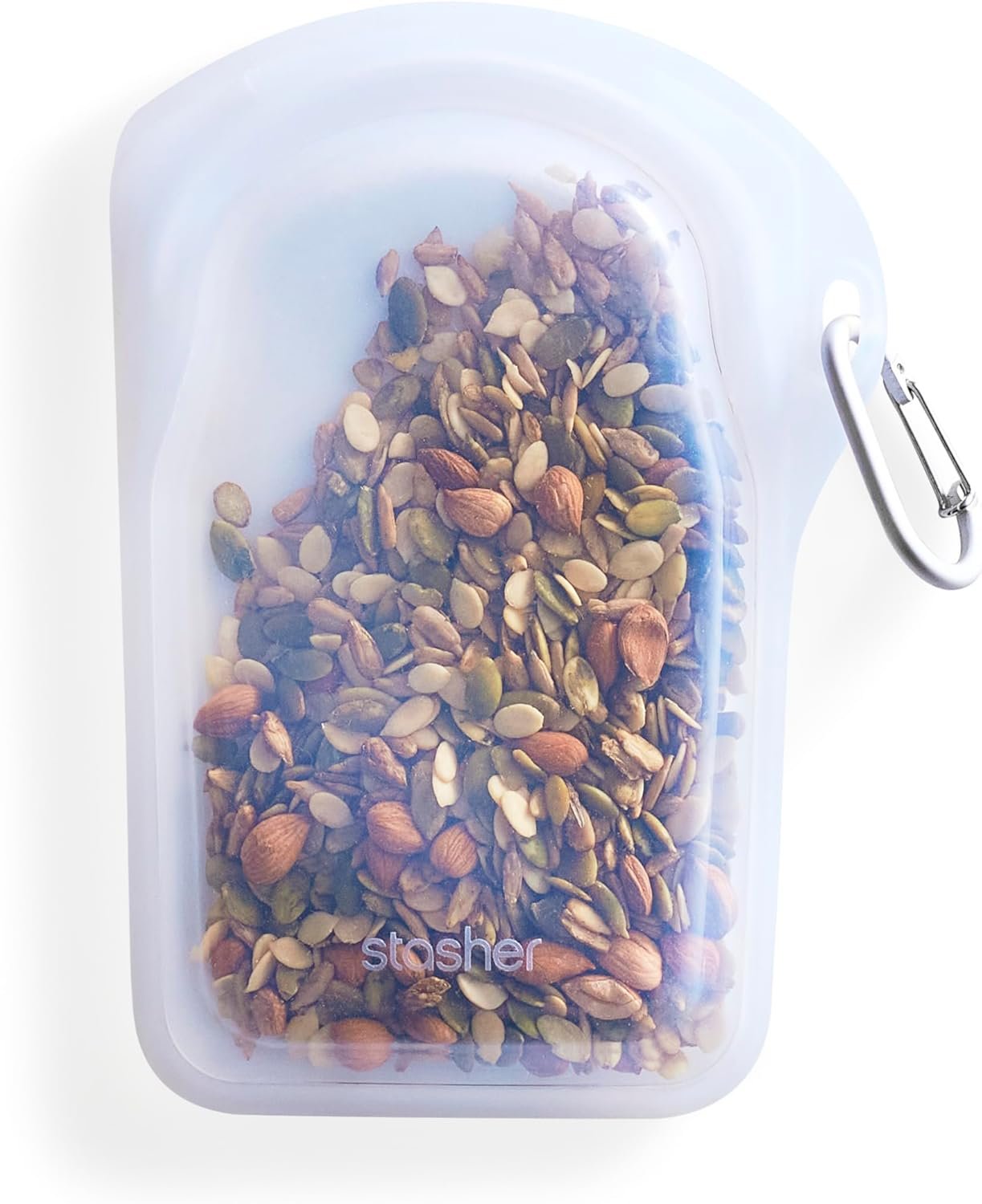 Stasher Premium Silicone Reusable Food Storage Go Bag, Clear, Microwave, Dishwasher, Oven and Freezer Safe, BPA Free, Leak-free, Eco-friendly, 18 Oz