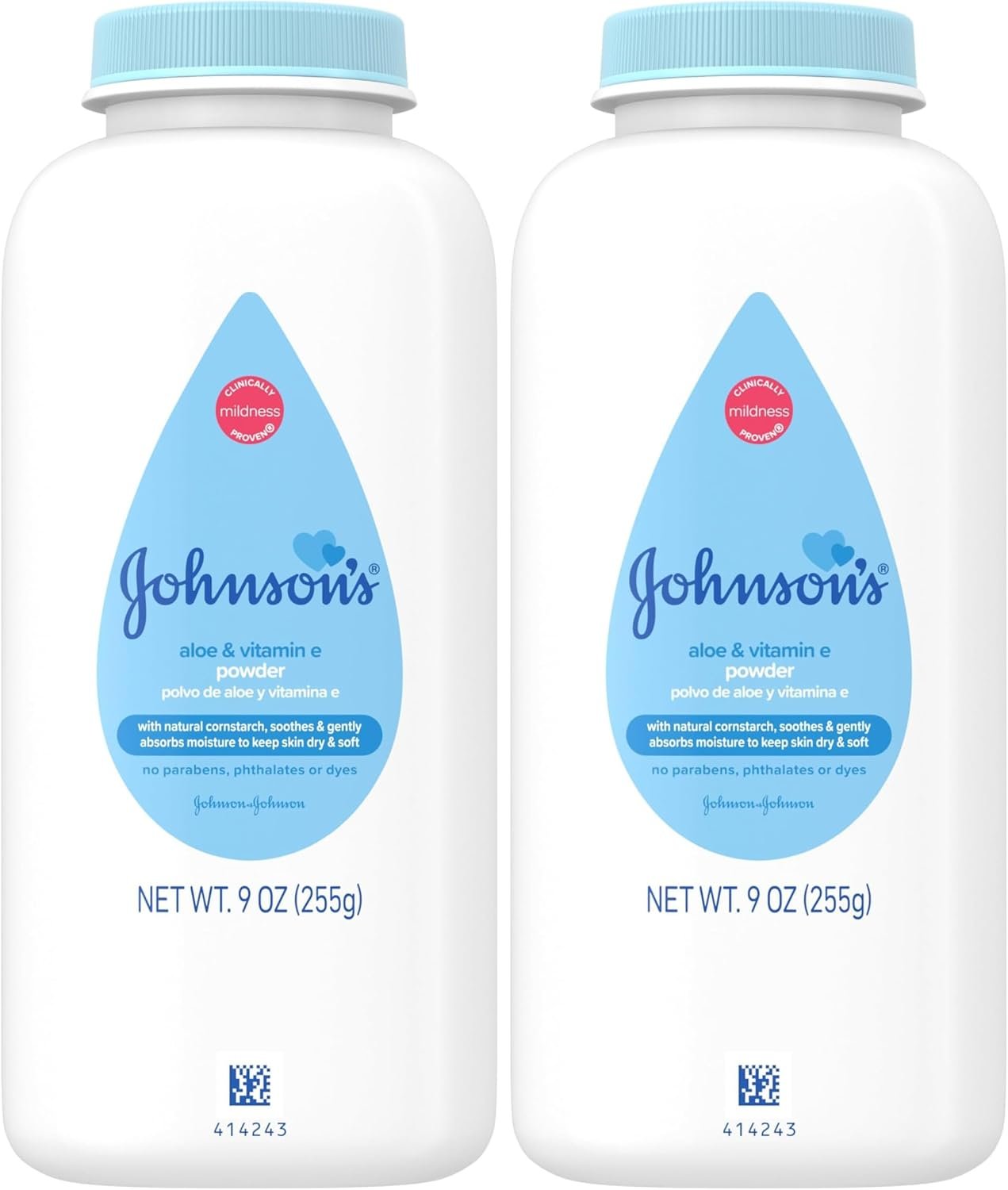Johnson’s Baby Powder, Hypoallergenic, For Delicate Skin | Paraben-Free | Dye-Free | 1.5 oz | Pack of 2
