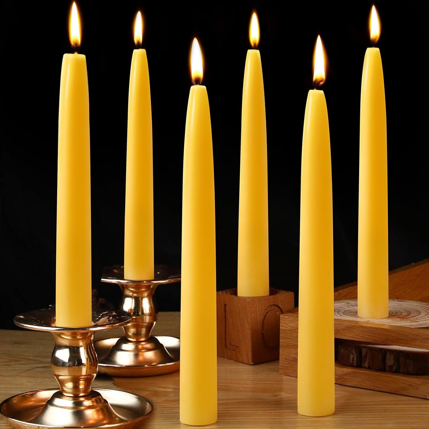 6 Pack Beeswax Taper Candles 8inch Smokeless Beeswax Emergency Candle 8 Hour Burn Time Natural Beeswax Candlesticks Unscented Bees Wax Candle for Home Prayer